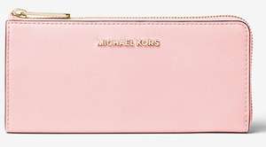 MICHAEL KORS Jet Set Travel Large Saffiano Leather Quarter-Zip Wallet, Powder Blush - £42 @ Michael Kors