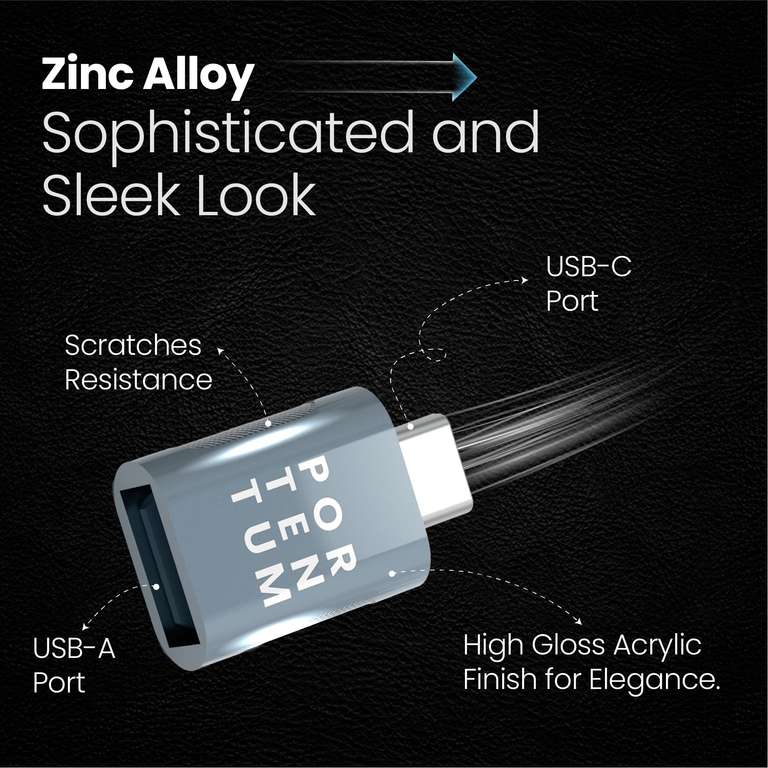 USB Auf USB C Adapter | 480 MB/s | Kompakt & Leicht | Aus Zink | Ideal Für Reisen | Inkl. High-Speed-Übertragung