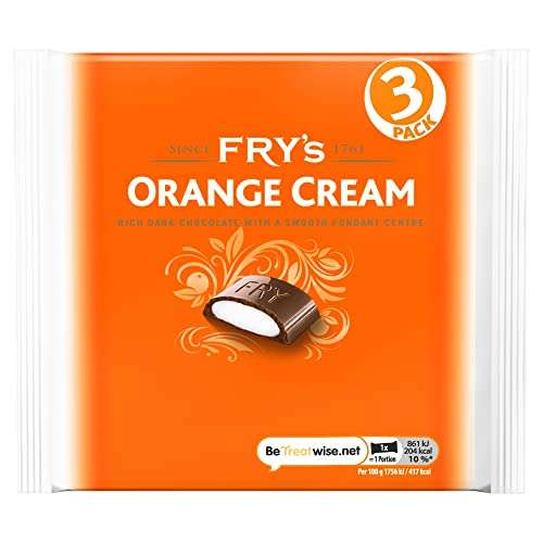 Fry's Orange Cream Chocolate Bar 3 Bars 147g - Minimum order quantity 3 (S&S £2.55 possible)