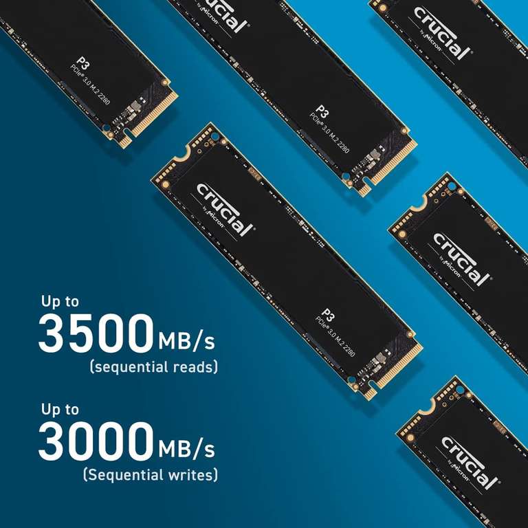 Crucial P3 2TB M.2 PCIe Gen3 NVMe Internal SSD - Up to 3500MB/s - CT2000P3SSD8 £131.28 @ Amazon