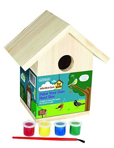 Gardman A01910 Kids Paint Your Own Wild Bird Nest Box - Natural, 17.5 x 11.5 x 18.5 cm