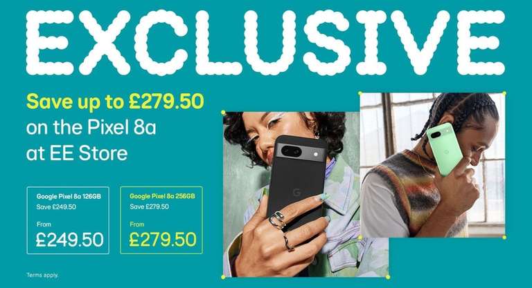 Google pixel 8a 128gb / 256gb £279.50 for BT EE and Openreach employees
