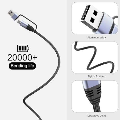 Aceyoon 3 in 1 USB C Cable 2m, 2 Pack, (A-to-C at 60W, C-to-C at 100W fast charging) Sold by KeXingTong / FBA