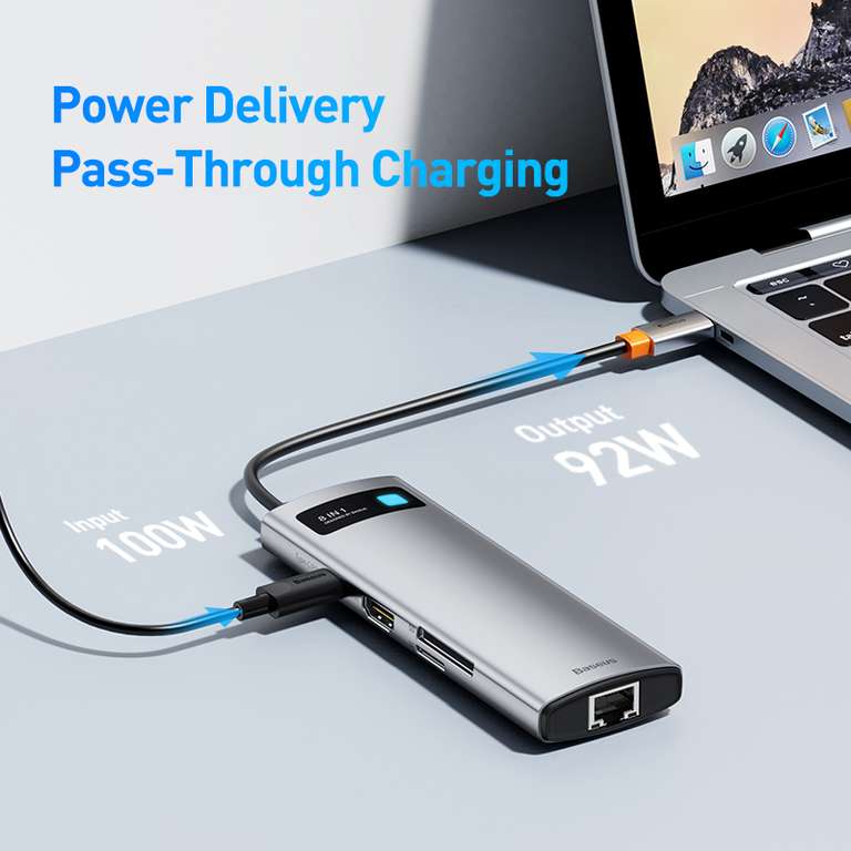 Baseus 6-in-1 USB-C Hub 4K HDMI@60Hz/ Ethernet/100W PD £18.52 delivered, using code @ Aliexpress / BASEUS Official Store