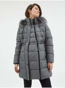 Maternity Grey Faux Fur Hooded shower resistant Padded Coat in S, M, L, XL free C&C