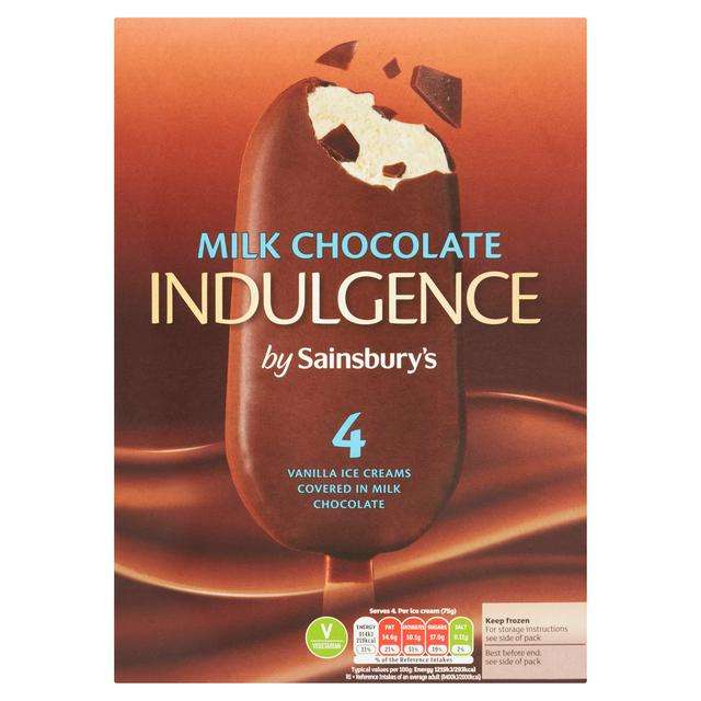 ON OFFER - Sainsbury's Indulgence Ice Cream: Chocolate 4x110ml & also Extra Indulgence Chocolate 3x90ml Lollies !!!