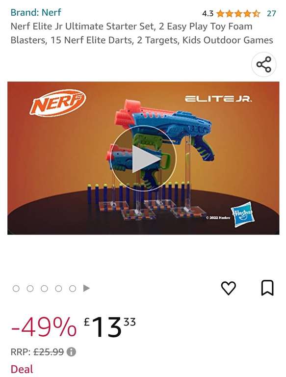 Nerf Elite Jr Ultimate Starter Set £13.33 @ Amazon