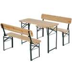 Outsunny 3 Piece Wooden Foldable Table and Bench Set