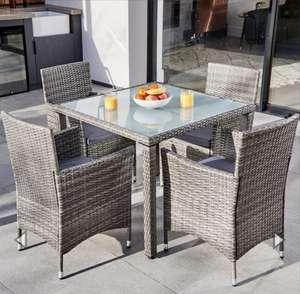 ABLO 4 Seater Rattan Dining Set £149.98 with code @ All Round Fun