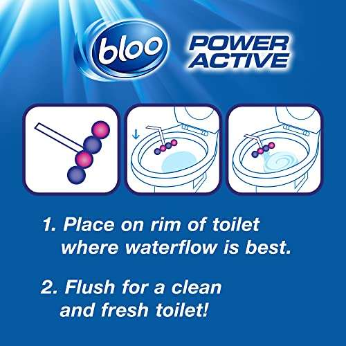 Bloo Power Active Toilet Rim Block, Fresh Flowers, 2 x 50g £1.70 / £1.53 S&S @ Amazon