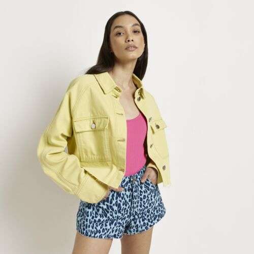 River Island Womens Shacket Yellow Denim Oversized Casual Top reduced to £8.40 all sizes available @ River Island