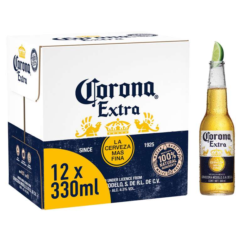 12X Corona Extra Premium Lager Beer 330ml Bottles - for £9 Nectar Price @ Sainsbury's
