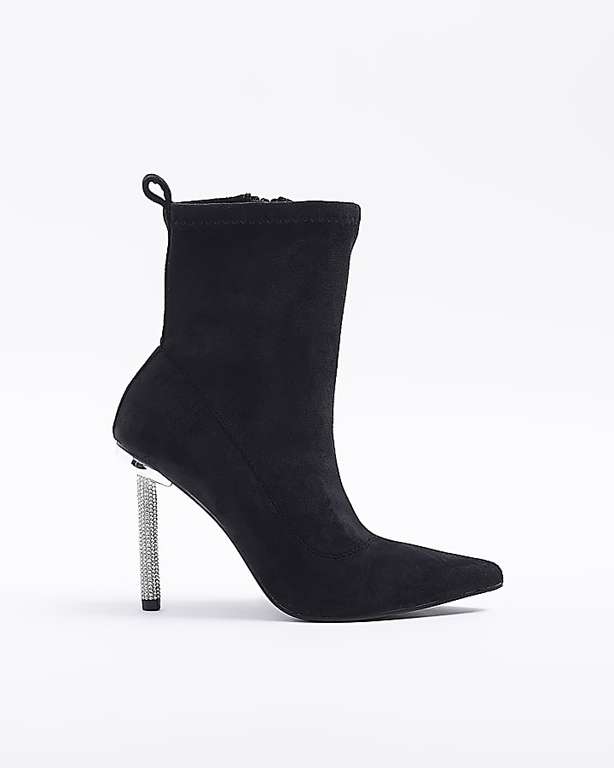 Black Embellished Heeled Ankle Boots £20 click and collect @ River Island