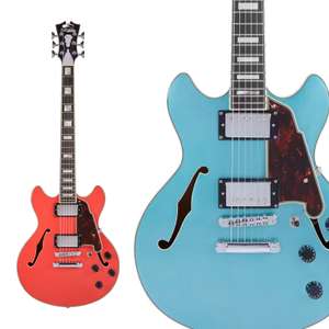 D'angelico Premier Mini DC Semi-Hollow Guitar In Red or Turquoise + Includes Gig Bag