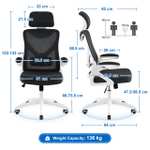 Yaheetech Computer Desk Chair, Ergonomic with Arms and Height Adjustable Back Support w/voucher sold by Yaheetech UK