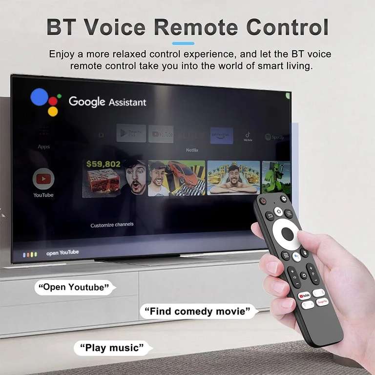DQ06 2GB/16GB TV Stick Android 12 Support 8K 4K Wifi 6 BT Voice Remote Smart TV Box @ Cutesliving Store