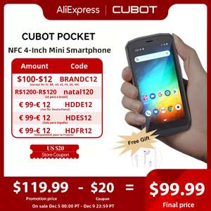 Cubot Pocket Android Mini Smartphone 4" NFC 4gb/64gb - £103 @ AliExpress / AliExpress Cubot