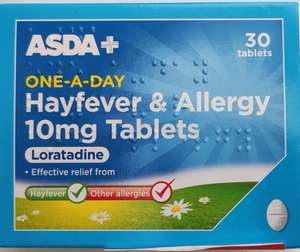 Asda 30 Hayfever tablets 10mg Loratadine 37p In-store at Asda Spennymoor