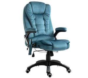 Vinsetto Massage Recliner Ergonomic Padded Velvet Fabric Office Chair in Blue for £125 delivered @ Office Outlet