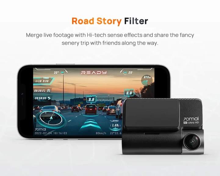 70mai A810 4K Dash Cam Built GPS 150FOV,ADAS,AI Motion Detection DVR Car  Camera