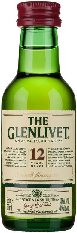 Glenfiddich 12 Year Old Single Malt Scotch Whisky, 70cl + Free 5cl The Glenlivet 12 Year