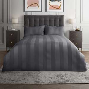 Silentnight Pure Cotton Wide Sateen Stripe Duvet Set – Charcoal From £17.99 - £25.99 + Free Delivery Using Code