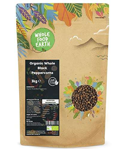 Wholefood Earth - Organic Whole Black Peppercorns 3 kg £23.11 @Amazon