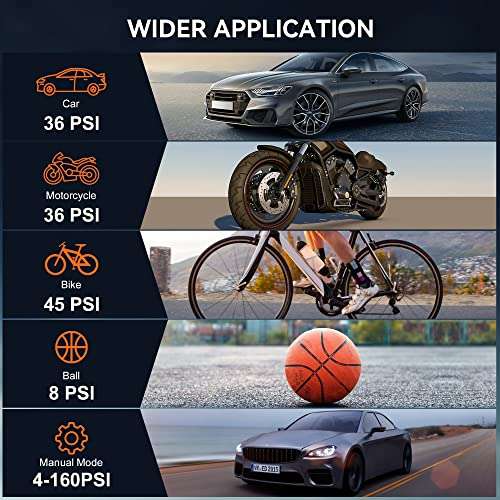 AsperX Tyre Inflator, 2X FASTER 160PSI Portable Cordless Electric Bike Pump, 7500mAh Rechargeable - £39.99 w/code @ JIAHONGJING / Amazon
