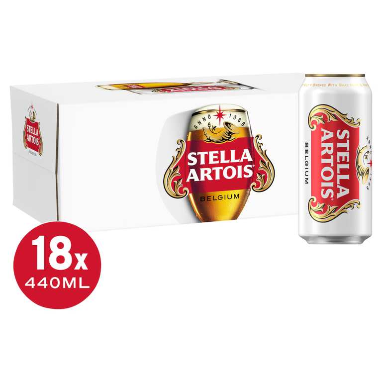 Stella Artois Premium Lager Beer 18 x 440ml Cans