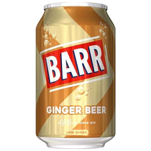 BARR since 1875, 24 Pack Classic Ginger Beer, Low Sugar & Non-Alcoholic Fizzy Drink "Fizzingly Fun" - 24 x 330ml Cans (S&S £7.13)