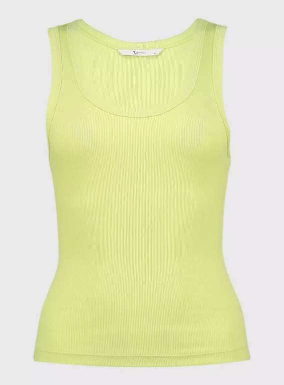 Turquoise or Pastel Yellow Ribbed Racer Neck Vest/Lime Green Classic Ribbed Skinny Fit Vest (Sizes 8-26) + Free Order & Collect