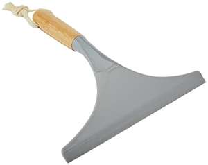 Addis Shower Window Squeegee Made From Naturally Sterile Bamboo And An Iron-Style Blade, Grey/Wood, 25.5 x 23 x 7 cm
