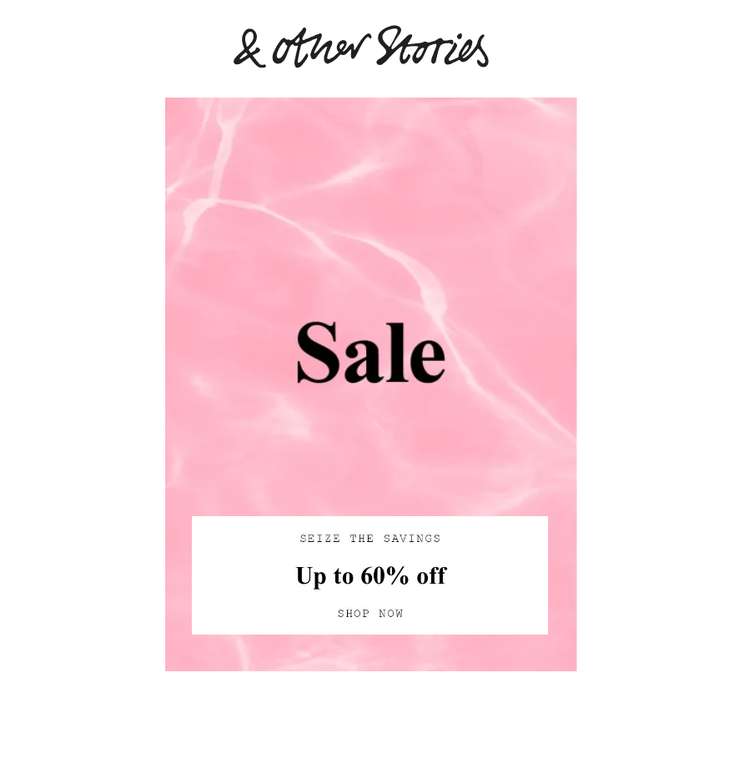 Up to 60% off The Sale plus 10% Extra if you sign up to the newsletter Delivery Free on £80 Spend