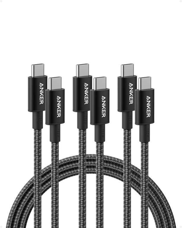 Anker USB C to USB C Cable, 100W Fast Charging Cable (3-Pack, 6 ft, Black) - Prime Members - Sold by AnkerDirect UK / FBA