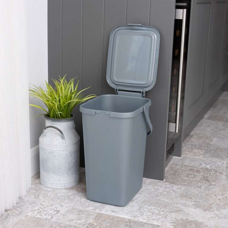 Addis Kitchen Recycling & General Storage Bin 18 litres Eco from Recycled Plastic Light Grey