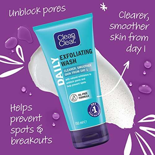 Clean & Clear Exfoliating Oil Free Daily Wash, 150ml - S&S £2.07