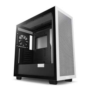 NZXT H7 Flow - ATX Mid Tower PC Case Front I/O USB Type-C Port Tempered Glass - White/Black