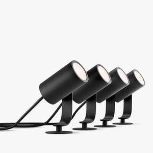 Philips Hue Lily Outdoor Spotlight Base Unit and x4 Lily Spotlights, Black
