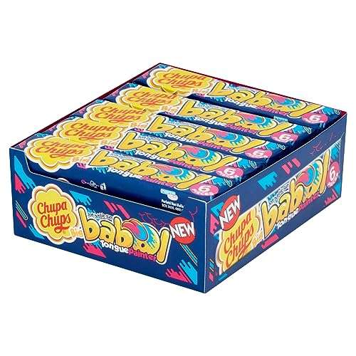 Chupa Chups Big Babol Bubble Gum - Blue Raspberry Tongue Painter (6 Gums Per Pack, 20 Packs) - £6.79 / £5.77 with Subscribe & Save + Voucher