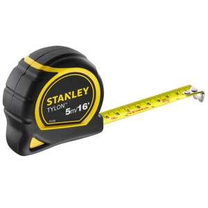 STANLEY TYLON Tape Measure 5M/16 Inches Compact Case with Cushioned Grip Metric and Imperial System 1-30-696, Yellow