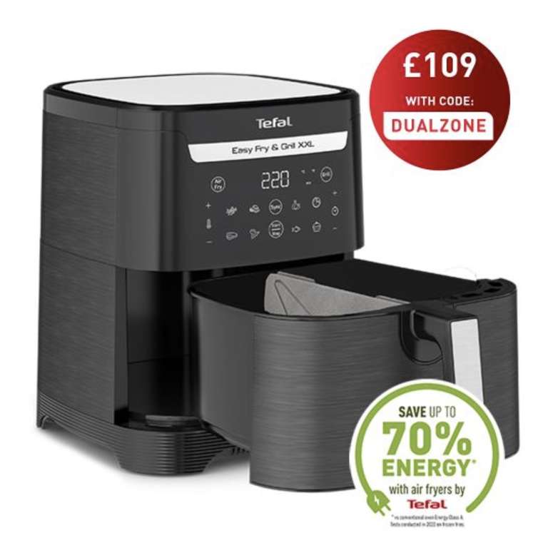 Tefal Easy Fry XXL EY801827 Dual Zone Air Fryer & Grill - 6.5L Black - £109 (With Code) @ Tefal