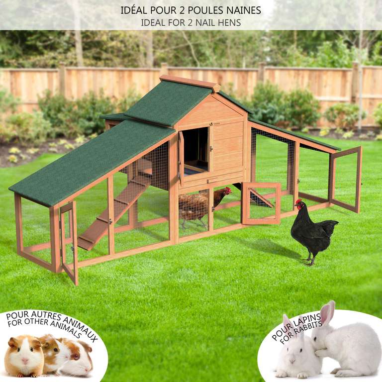 VOUNOT Chicken Coop and Run, Small Wooden Hen House Poultry Ark Coup Rabbit Hutch Home with Nest Box