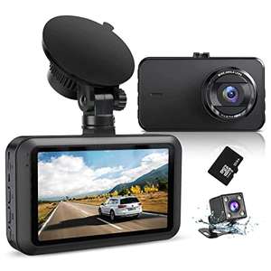 Dash Cam Front and Rear with SD Card FHD 1080P 3”IPS Screen Dual Camera - Prime early access deal - with voucher