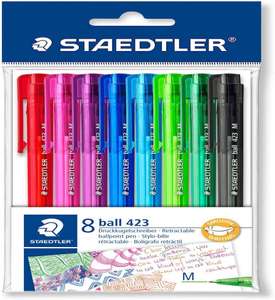 STAEDTLER Medium Retractable Rainbow Ballpoint Pens, Assorted, Pack of 8 - £2.50 (£2.38 with S&S) @ Amazon