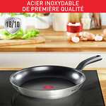 Tefal 2 Piece Comfort Max, 24cm & 28cm Frying Pans, Stainless Steel, Silver, Black