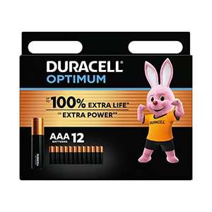 Duracell Optimum AAA Batteries (12 pack) - Alkaline Batteries 1.5V - Up To 100% Extra Life or Extra Power £9.49 W/S&S