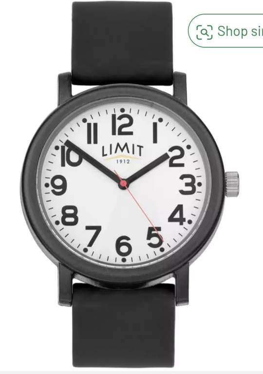 Limit Easy Read Black Silicone Strap Watch - Free C&C