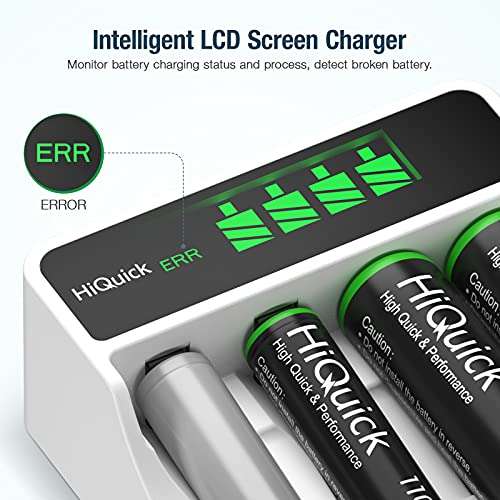 HiQuick LCD 4-slot Battery Charger for AA & AAA Rechargeable Batteries Sold by HiQuick FBA - Prime Excl