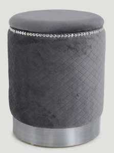 Grey Velvet Storage Pouffe (43cm x 34cm) - £27 + free click and collect @ Matalan