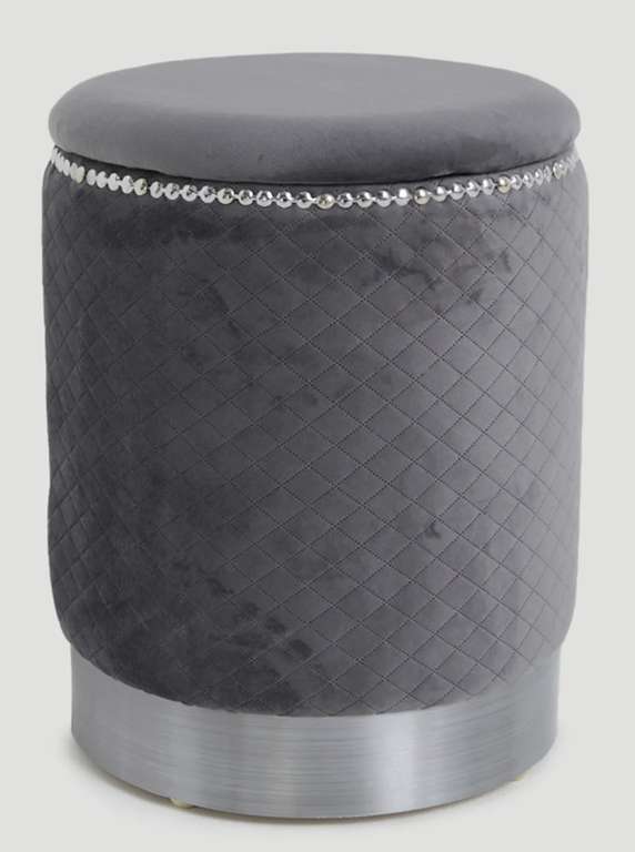 Grey Velvet Storage Pouffe (43cm x 34cm) - £27 + free click and collect @ Matalan